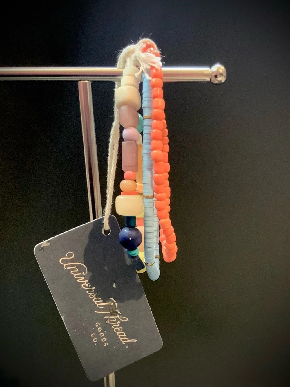 Universal Thread Kids Coral, Light Blue & Navy Beaded Bracelet Set